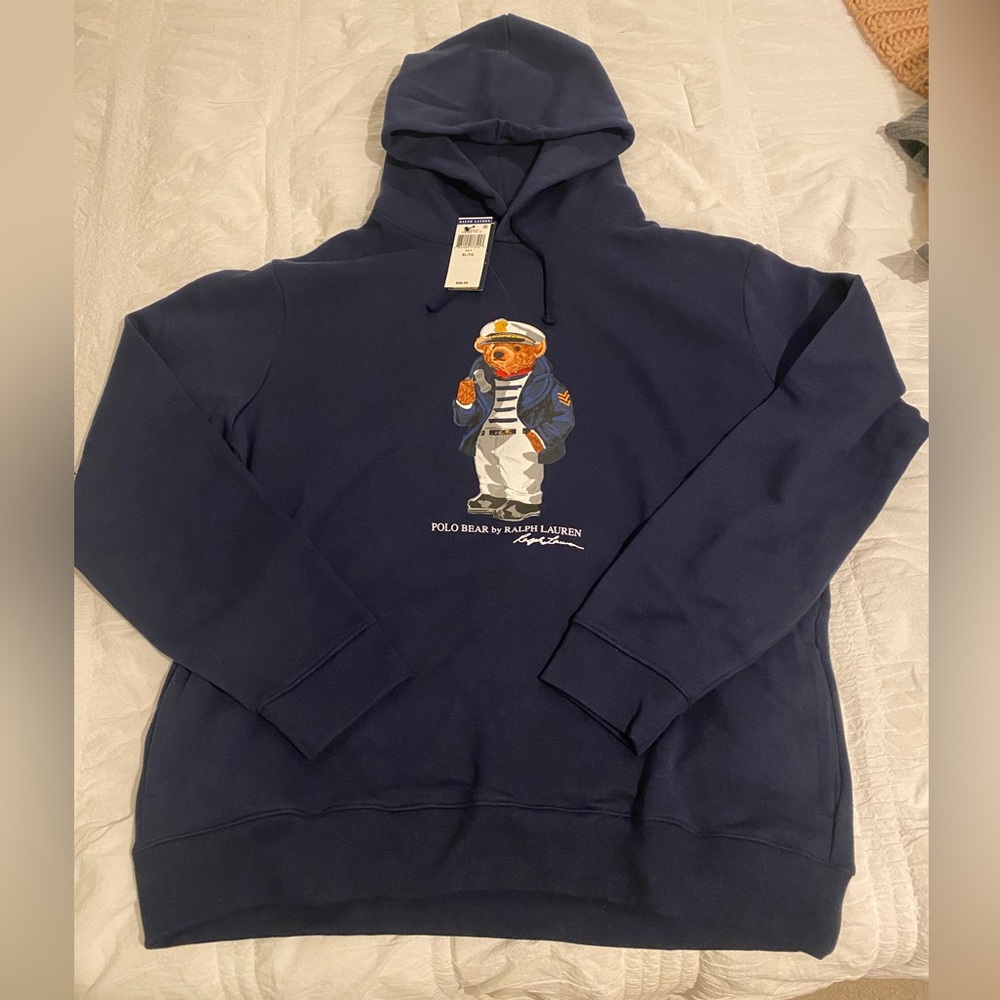 Men’s Polo Bear XL fleece Hoodie. Never worn. New with tags.